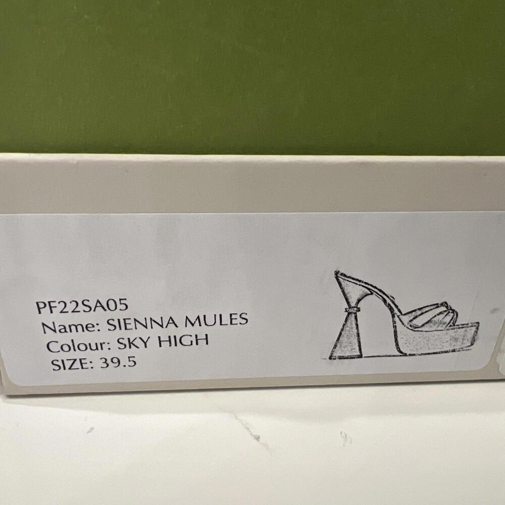 $1195 D'Accori Sienna  Satin Platform Mules Sky High size 38.5 - Picture 11 of 13
